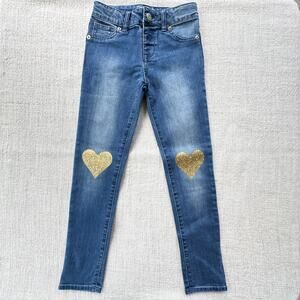 Cat & Jack Gold Heart Jeans EUC 6X